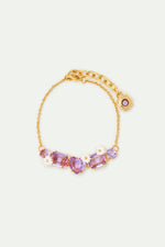 Lavender Diamantine Five Stone Fine Bracelet with Daisies