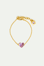 Fine Lavender Diamantine Heart-Shaped Stone Bracelet