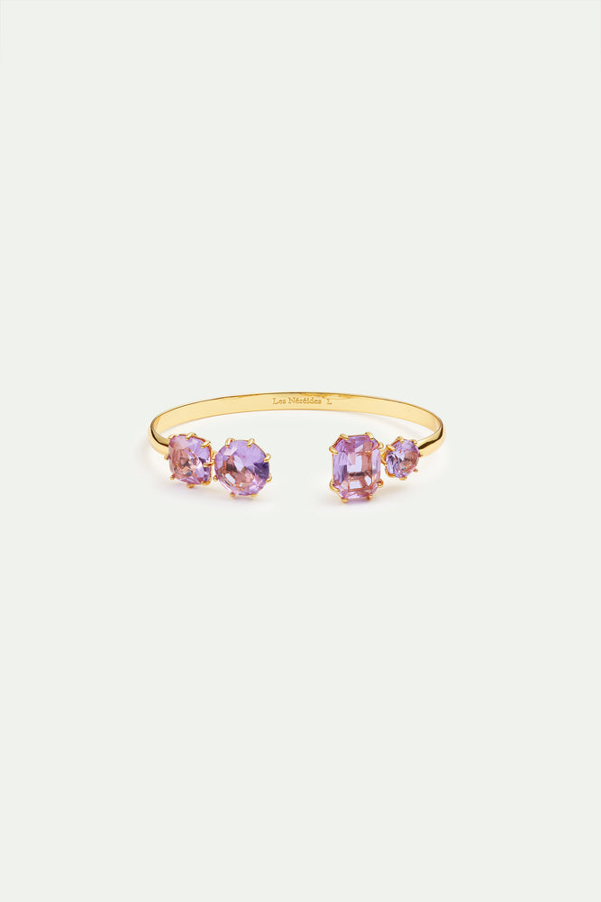 Lavender Diamantine Four Stone Cuff Bracelet