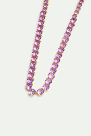 Lavender Diamantine Round Stone Choker Necklace