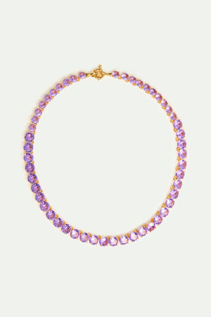 Lavender Diamantine Round Stone Choker Necklace