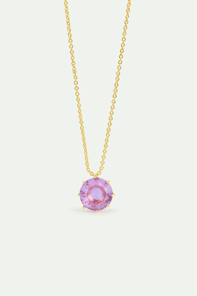 Fine Lavender Diamantine Round Stone Necklace