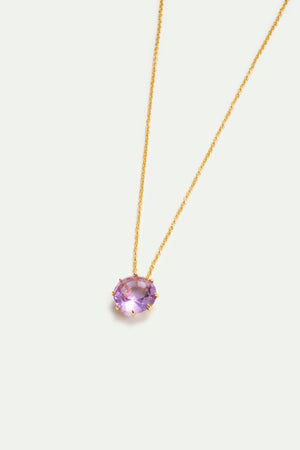 Fine Lavender Diamantine Round Stone Necklace