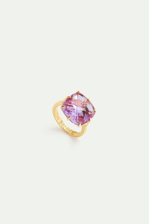 Lavender Diamantine Square Stone Solitaire Ring