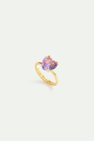 Lavender Diamantine Heart-Shaped Stone Solitaire Ring