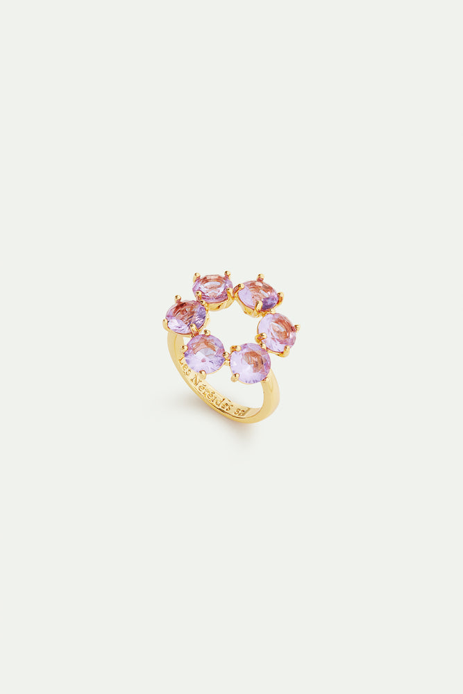 Fine Lavender Diamantine Six Round Stone Cocktail Ring