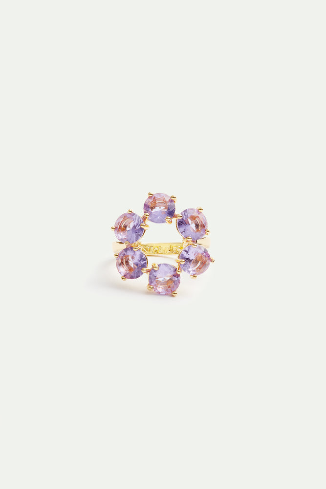 Fine Lavender Diamantine Six Round Stone Cocktail Ring