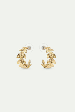 Golden Leaf Crown Hoop Earrings