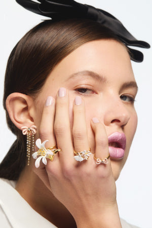 Pink Ribbon and Crystal Adjustable Ring