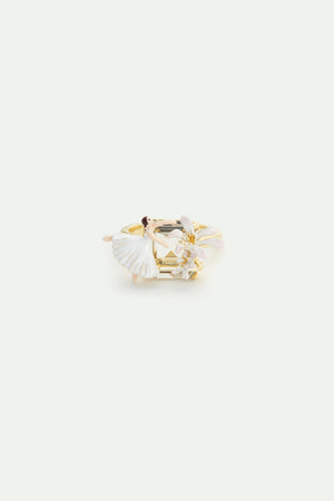 Ballerina, Lily Flower and Faceted Stone Ring