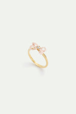 Pink Ribbon and Crystal Adjustable Ring