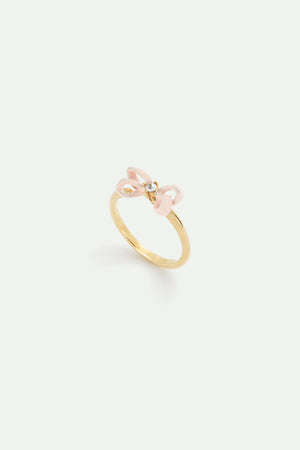 Pink Ribbon and Crystal Adjustable Ring