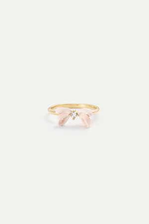 Pink Ribbon and Crystal Adjustable Ring