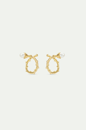 Twisted Post Golden Hoop Earrings