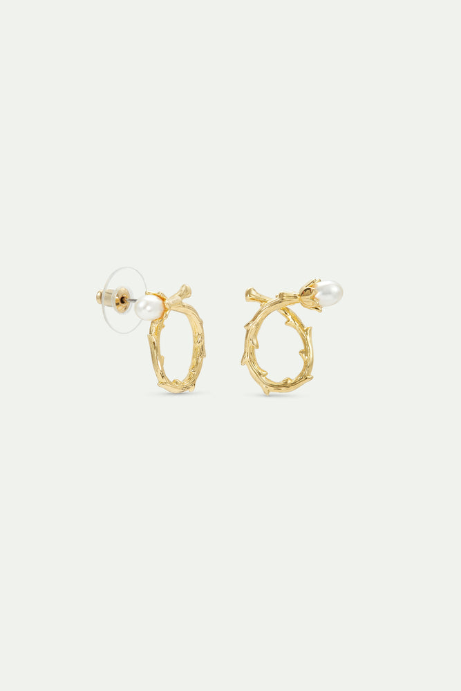 Twisted Post Golden Hoop Earrings