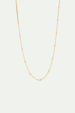 Enameled Golden Chain and Pink Beads