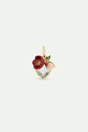 Red Helleborus and Cut Stone Pendant - Serenity and Love