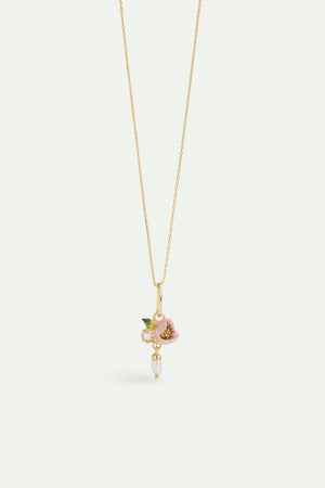 Pink Helleborus and Artificial Pearl Pendant - Feminity and Gentleness