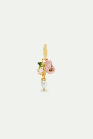 Pink Helleborus and Artificial Pearl Pendant - Feminity and Gentleness