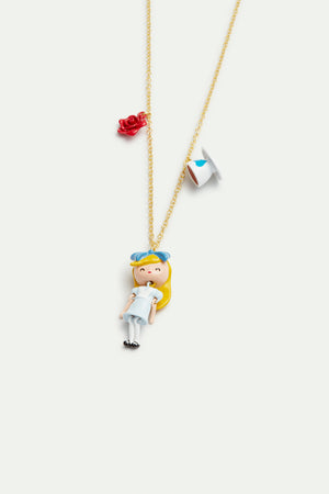 N2 Alice in Wonderland, Tea Cup and Rose Pendant Necklace