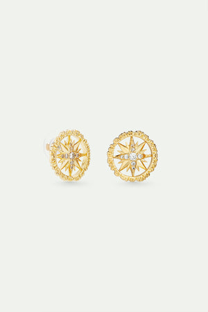 Golden Compass Rose Post Earrings