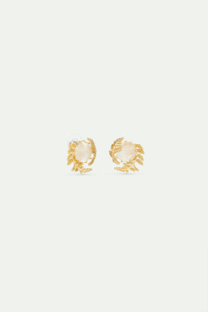 Round Rock Crystal and Golden Fern Post Earrings