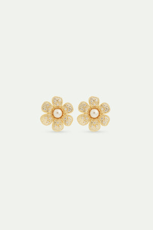 Post Earrings Composed of a Gold-Plated Brass Flower