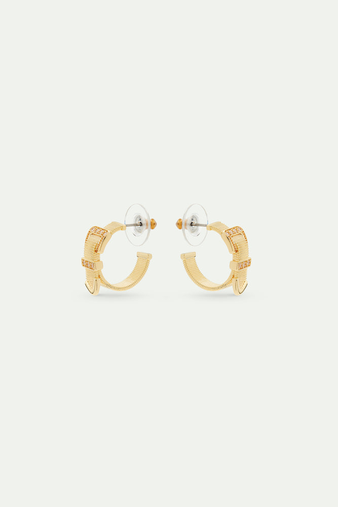 Gold-Plated Brass Belt and Crystal Hoop Earrings