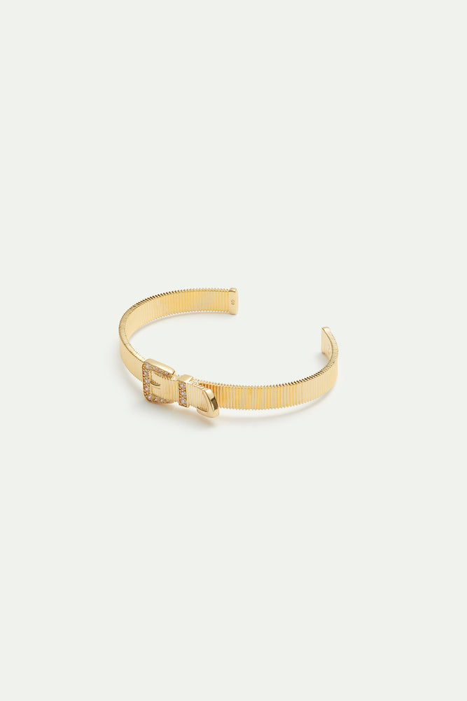 Gold-Plated Brass Knotted Belt Cuff Bracelet