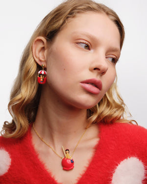 N2 Little Girl and Dachshund on a Ferris Wheel Clip-On Earrings