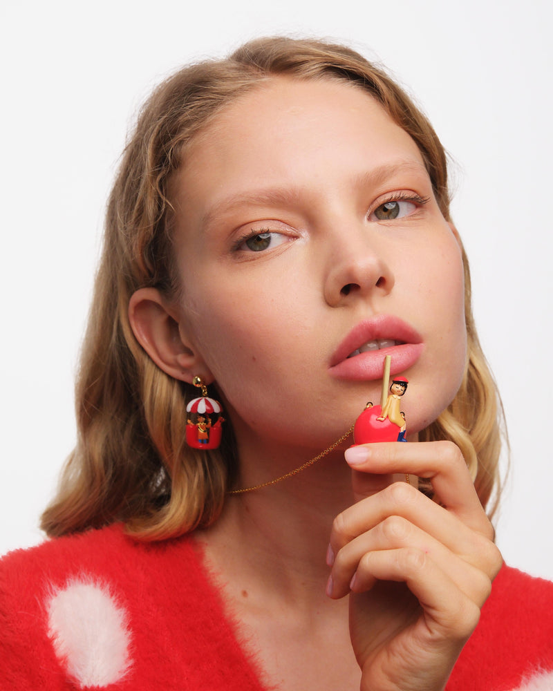 N2 Little Girl and Dachshund on a Ferris Wheel Post Earrings