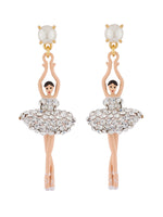 LUXURY PAS DE DEUX CRYSTAL RHINESTONE BALLERINA CLIP-ON EARRINGS