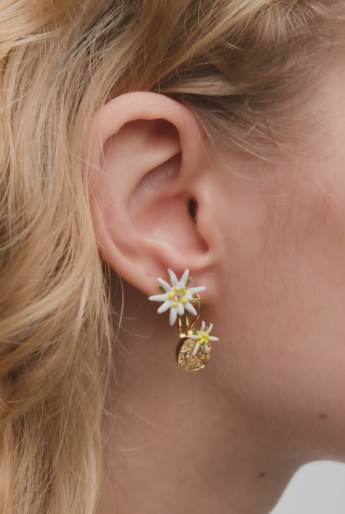 
            
                Load and play video in Gallery viewer, Les Néréides Loves Animals - Edelweiss Flower and Cubic Zirconia Sleeper Earrings
            
        