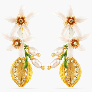 Half Lemon and Lemon Blossom Post Earrings