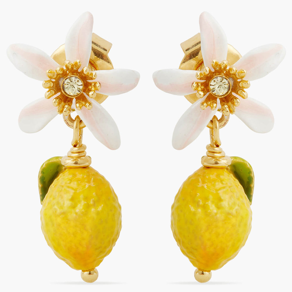 Lemon and White Flower Post Earrings