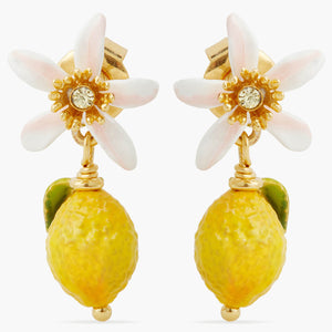 Lemon and White Flower Post Earrings