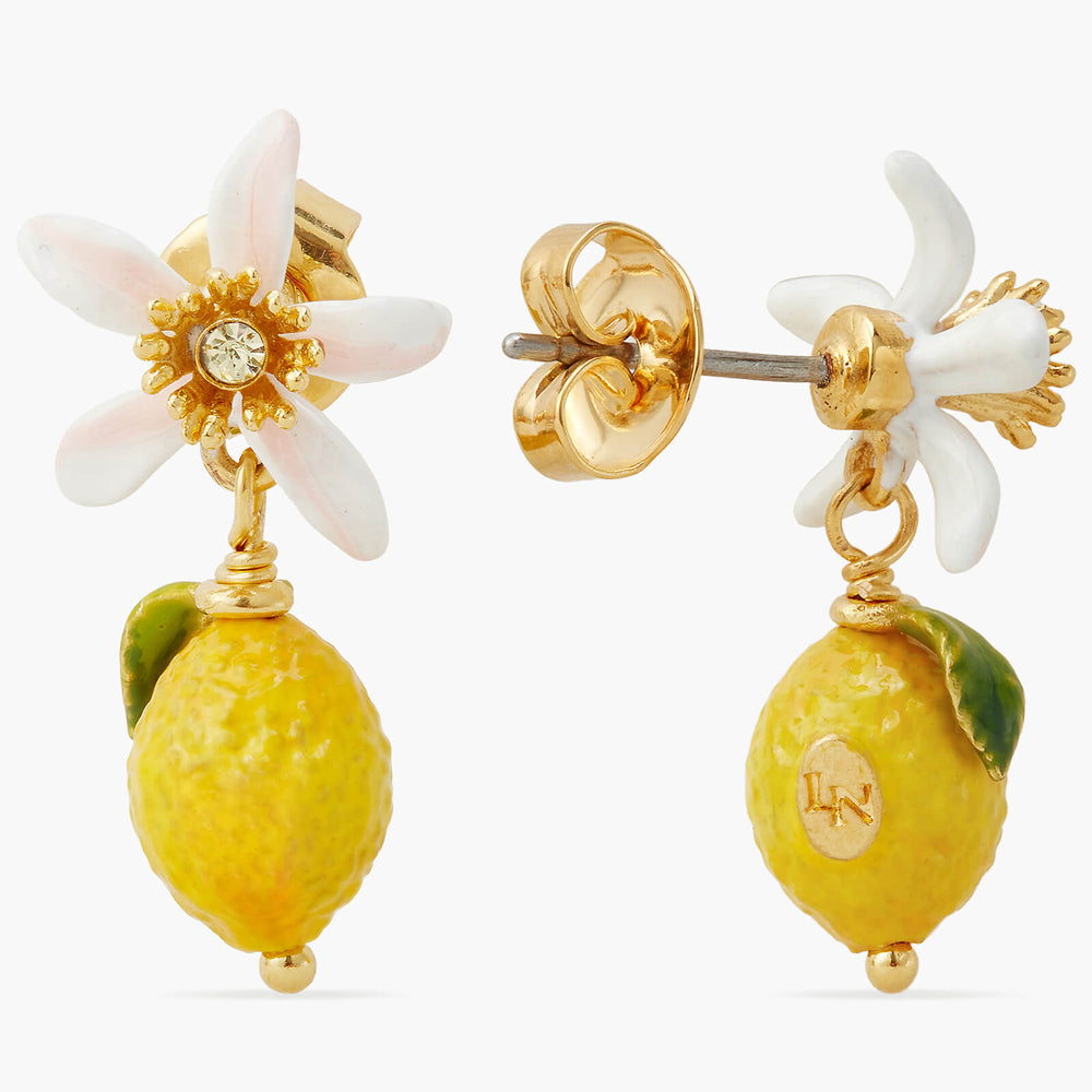 Lemon and White Flower Post Earrings