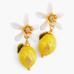 Lemon and White Flower Post Earrings