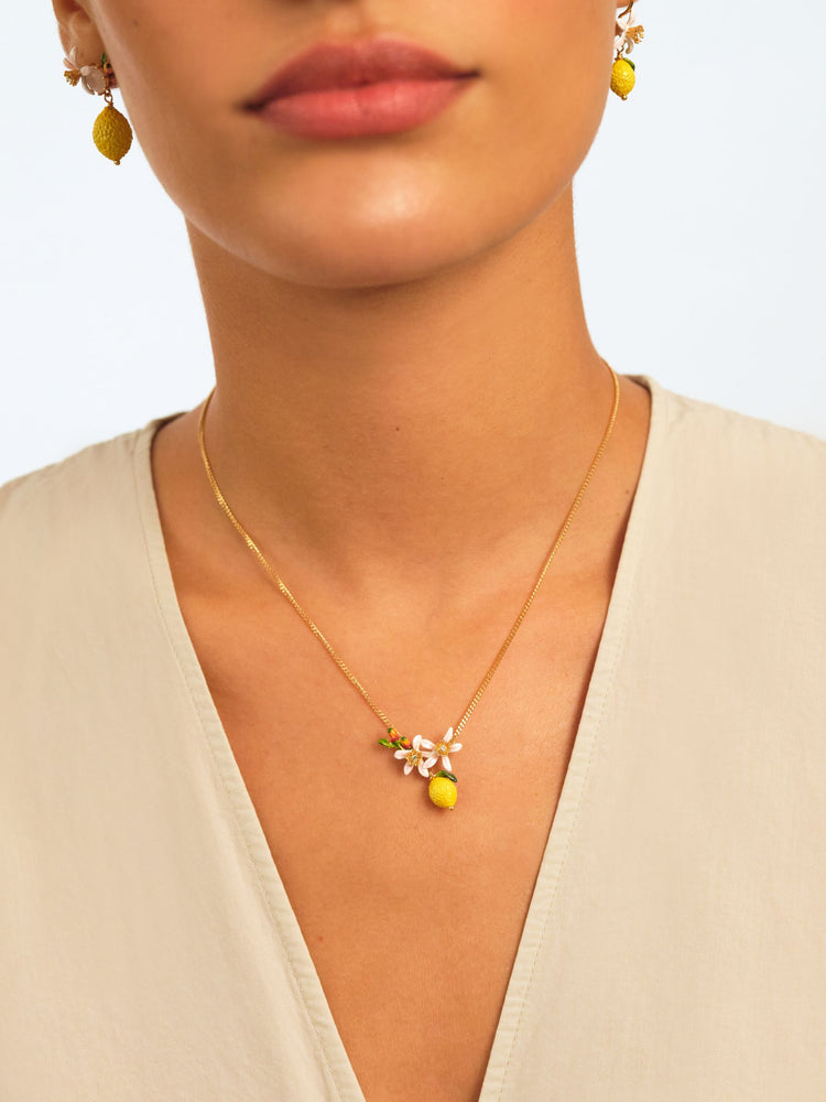 Lemon, Flower Bud and Lemon Blossom Necklace