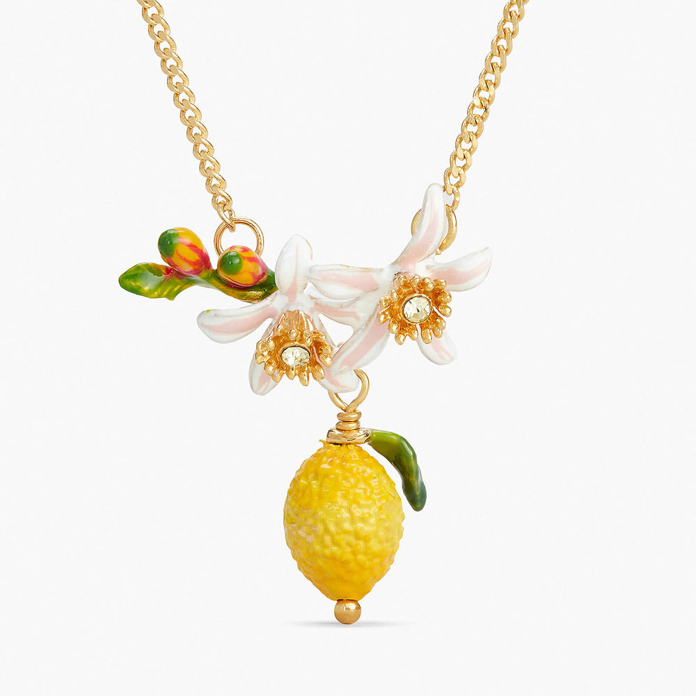 Lemon, Flower Bud and Lemon Blossom Necklace