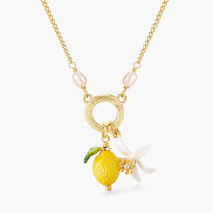 Lemon and Lemon Blossom Pendant Necklace