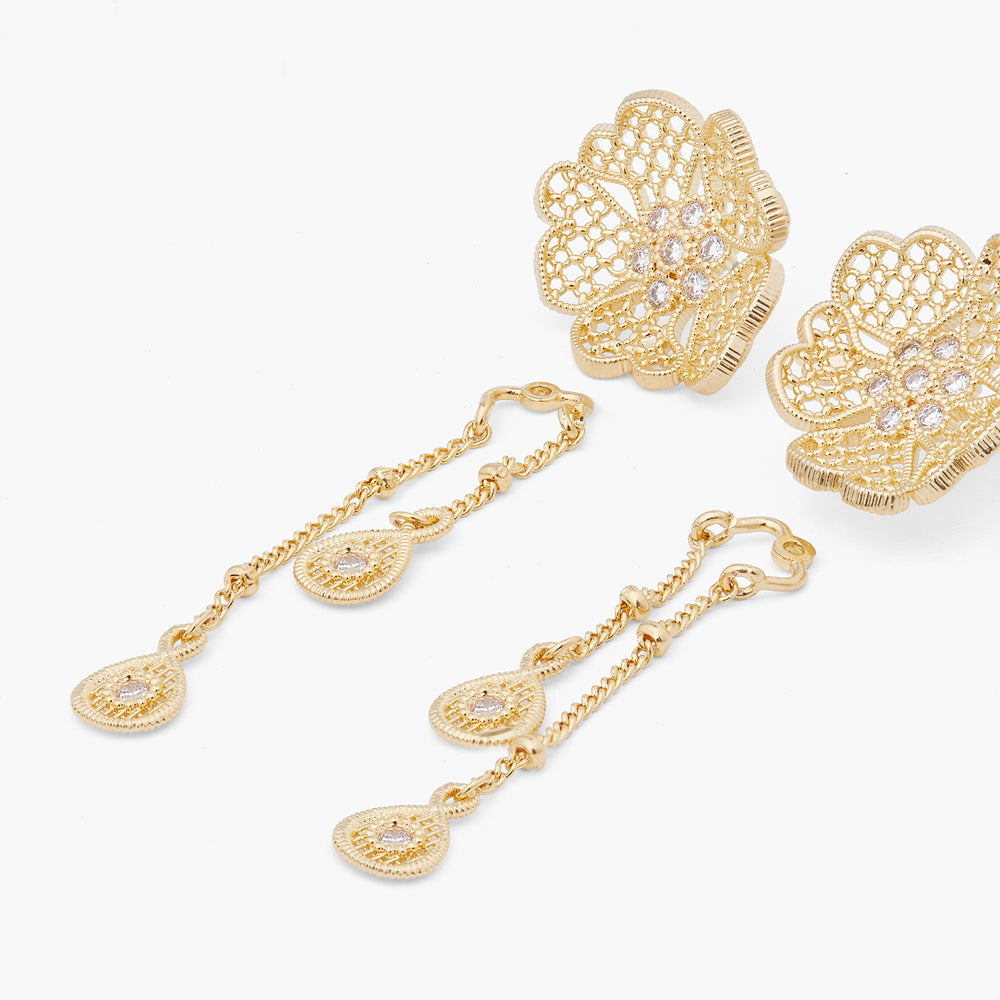 Gold Thread Two-in-One Post Earrings