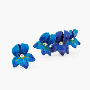 Siberian Iris Asymmetrical Clip-on Earrings