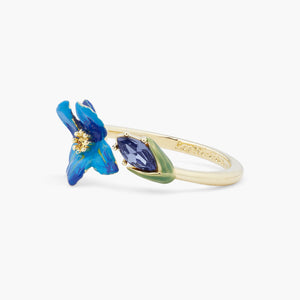 Siberian Iris and Faceted Glass Adjustable Ring